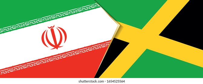 Iran and Jamaica flags, two vector flags symbol of relationship or confrontation.