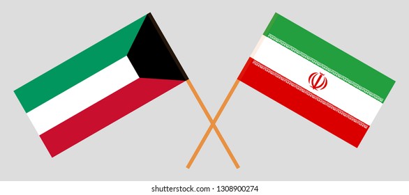 Iran and Kuwait. The Iranian and Kuwaiti flags. Official colors. Correct proportion. Vector illustration