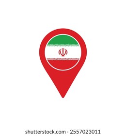 Iran location pin with national flag
