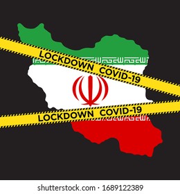 iran lockdown. coronavirus. covid-19. vector illustration.