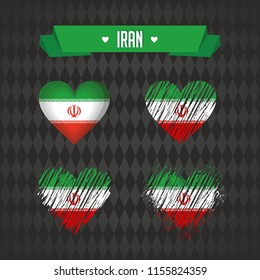 Iran with love. Design vector broken heart with flag inside.