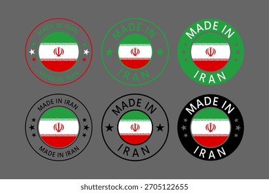 Iran Made in Stamp in circle with flag Vector template on white background