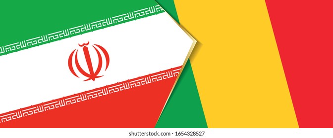 Iran and Mali flags, two vector flags symbol of relationship or confrontation.