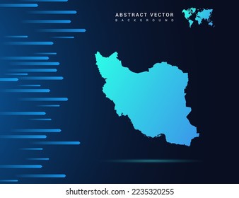 Mapa de Irán con tecnología de fondo azul abstracto.