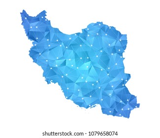 Iran Map - Abstract geometric rumpled triangular low poly style gradient graphic on white background , line dots polygonal design for your . Vector illustration eps 10.