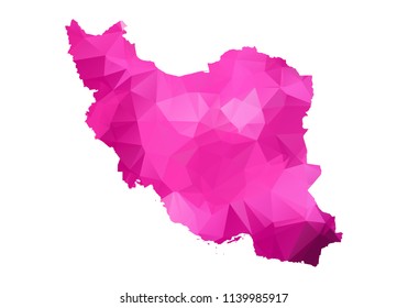 iran Map - Abstract geometric rumpled triangular low poly style gradient graphic on white background , line dots polygonal design for your . Vector illustration