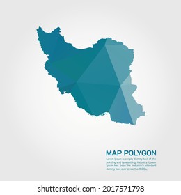 Iran Map Abstract geometric rumpled triangular low poly style gradient graphic on white background