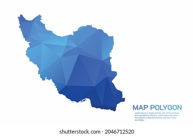 Mapa de Irán Resumen Gradiente de gradiente de bajo estilo de polo geométrico ruboreado triangular sobre fondo blanco
