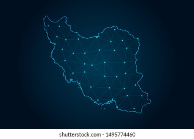 iran map with Abstract mash line and point scales on Dark background . design polygon sphere . Wire frame 3D mesh polygonal network line . Vector illustration eps 10.