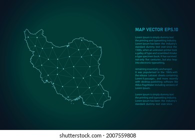 iran map. Abstract mash line and point scales on dark background . 3D mesh polygonal network line, design sphere, dot and structure. Vector illustration eps 10.
