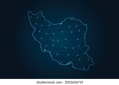 iran map , Abstract mash line and point scales on dark background for your web site design map logo, app, ui,Travel. Vector illustration eps 10.