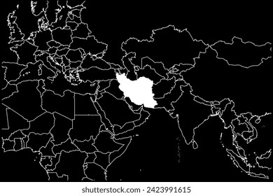 Iran map Asia black background