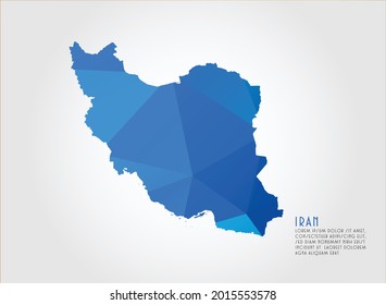 Iran map blue Color on white background polygonal