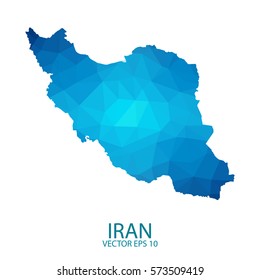 Iran map - blue geometric rumpled triangular low poly style gradient graphic background , polygonal design for your . Vector illustration eps 10.