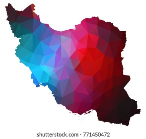 iran map. Blue and Red polygonal shape vector illustration on white background. Vector illustration eps 10.