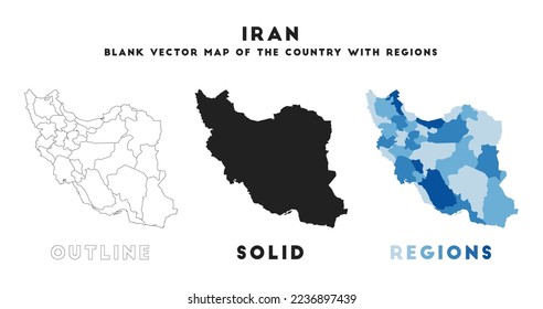 Mapa de Irán. Fronteras de Irán para tu infografía. Forma de campo del vector. Ilustración vectorial.