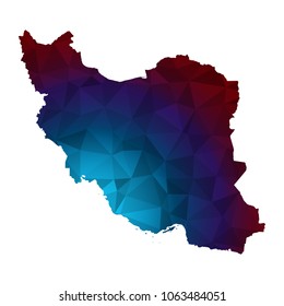  Iran map - Colorful Polygonal map of  Iran rumpled triangular low poly style gradient graphic background , Vector illustration eps 10.