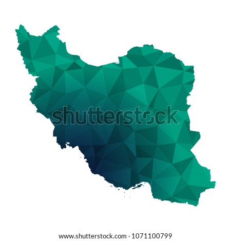 Iran map - Colorful Polygonal map of Iran rumpled triangular low poly style gradient graphic background , Vector illustration eps 10.