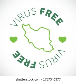 Iran map cornavirus free zone. Virus clear area.