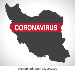 Iran map with Coronavirus warning illustration