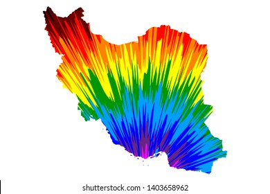 Iran - map is designed rainbow abstract colorful pattern, Islamic Republic of Iran (Persia) map made of color explosion,