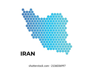 Iran map digital hexagon shape on white background vector illustration