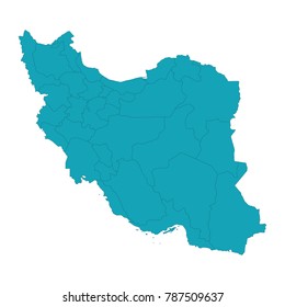 Iran map filled with light blue gradient. High resolution. Mercator projection, High Detailed Blue Map of Iran isolated on white background. Vector illustration eps 10.