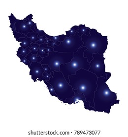 Iran map filled with light blue gradient. High resolution. Mercator projection, High Detailed Blue Map of Iran isolated on white background. Vector illustration eps 10.