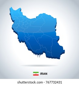 Iran map and flag - High Detailed Vector Illustration