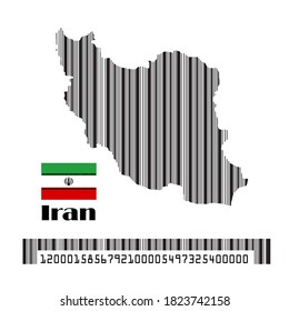 Iran map flag made bar code, vector illustration.