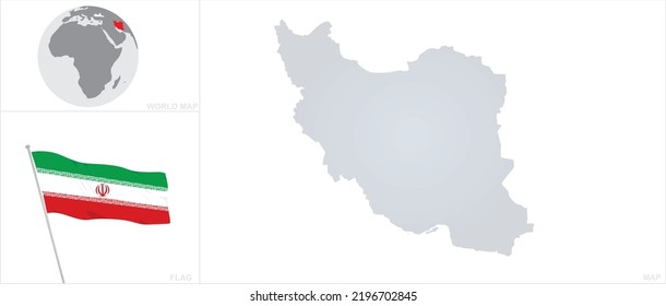 Iran map and flag. vector