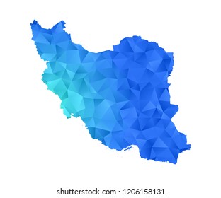 Iran map in geometric blue polygonal style modern design on white background. Vector illustration.