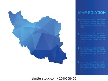 Iran map in geometric blue polygonal style modern design on white background. Vector illustration map in geometric blue polygonal style modern design on white background. Vector illustration.