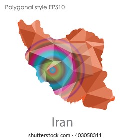 Iran map in geometric polygonal style.Abstract,modern design background.