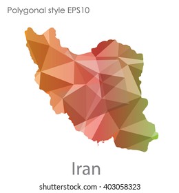 Iran map in geometric polygonal style.Abstract,modern design background.