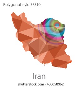 Iran map in geometric polygonal style.Abstract,modern design background.