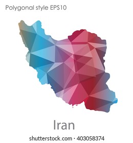 Iran map in geometric polygonal style.Abstract,modern design background.