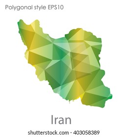 Iran map in geometric polygonal style.Abstract,modern design background.