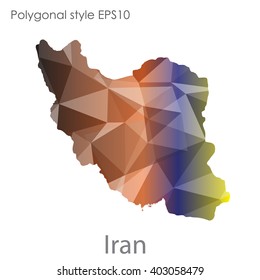 Iran map in geometric polygonal style.Abstract,modern design background.