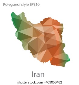 Iran map in geometric polygonal style.Abstract,modern design background.