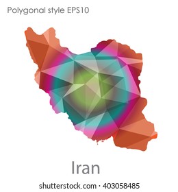 Iran map in geometric polygonal style.Abstract,modern design background.