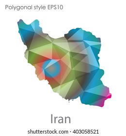 Iran map in geometric polygonal style.Abstract,modern design background.