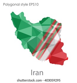 Iran map in geometric polygonal style.Abstract,modern design background.