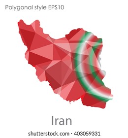 Iran map in geometric polygonal style.Abstract,modern design background.