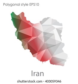 Iran map in geometric polygonal style.Abstract,modern design background.