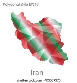 Iran map in geometric polygonal style.Abstract,modern design background.