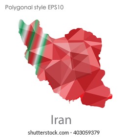 Iran map in geometric polygonal style.Abstract,modern design background.