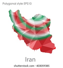 Iran map in geometric polygonal style.Abstract,modern design background.