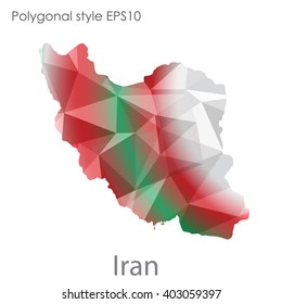 Iran map in geometric polygonal style.Abstract,modern design background.
