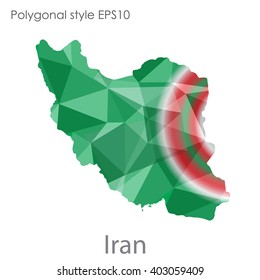 Iran map in geometric polygonal style.Abstract,modern design background.